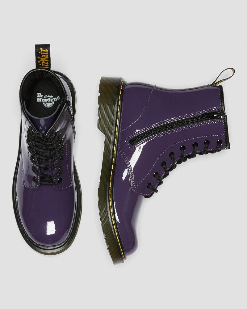 Dr Martens Youth 1460 Lak Læder Snørestøvler Børn Lilla | DK 713WNB